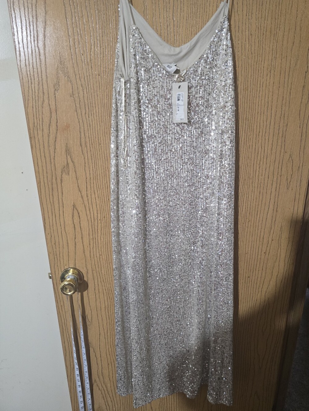 Nwt. Silver Sequin Slip Maxi Dress - Women - Picture 3 of 5